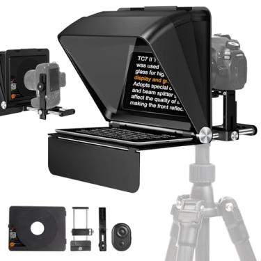 Imagem de LENSGO Teleprompter para câmera DSLR/SLR, aplicativo mini prompter de 7,9 polegadas compatível com iOS/Android para YouTube/ensino on-line/entrevista/transmissão ao vivo, suporta captação de lente