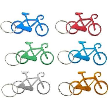Imagem de Juvale Abridor de garrafa de chaveiro – Pacote com 12 abridores de garrafa de cerveja portáteis para bicicleta de bicicleta para lembrancinhas de festa de casamento em 6 cores