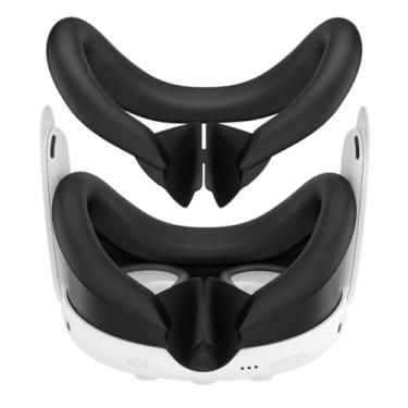 Imagem de RGEEK VR Face Pad Compatible with Quest 3 Accessories, Sweatproof Silicone Face Cover for Quest 3, Washable Lightproof Anti-Leakage Face Cushion, Black