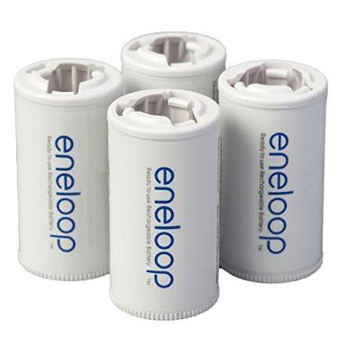 Imagem de Eneloop Panasonic BQ-BS2E4SA adaptadores de bateria tamanho C para uso com células de bateria AA recarregáveis Ni-MH, pacote com 4