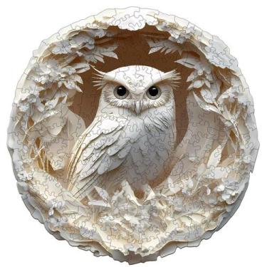 Imagem de Quebra-cabeça de madeira Jollitot Owl 3D em papel esculpido 200 peças 