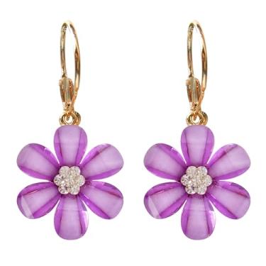 Imagem de Navachi Brincos pendentes Az2408d Az2408d com folhas de flor de cristal banhadas a ouro 18 k, Cristal Zinco, Zircônia