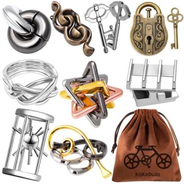 Imagem de 9 pcs Brain Teaser Puzzles Disentanglement Puzzles Metal Puzzle Logic Metal Puzzle for Adult Lock Puzzles Gift for AdultsTeenagers
