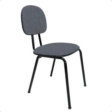 Imagem de Cadeira Secretária Fixa de Escritório Cinza Estofada Ergonômica Pé Palito 3/4 Madeira e Espuma Injetada D45 - Home Gourmet