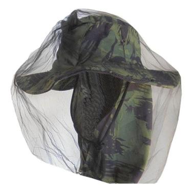 Imagem de Chapéu mosquiteiro camuflado com protetor para pescoço - BellaPesca