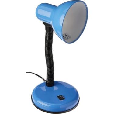 Imagem de Luminária de Mesa Escritório Abajur Articulada Com Garra E Base Preto Branca Rosa (Azul 28cm)