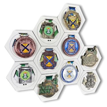 Imagem de Porta medalhas de parede modular Porta medalha de corrida mountain bike ciclismo atletismo (15, Branco)