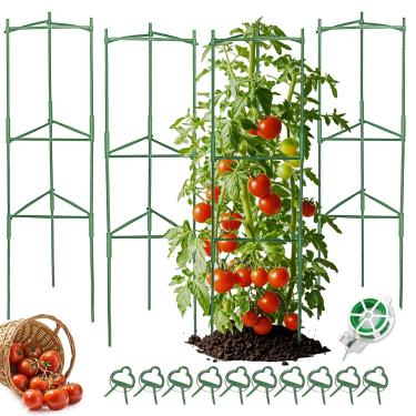 Imagem de Suprock Gaiolas De Tomate Para Jardim, Pacote Com 4, Treliças Até 127 Cm Altura, Estacas Ajustáveis Clipes, Formato Faça Você Mesmo, Plantas Trepadeiras Jardim