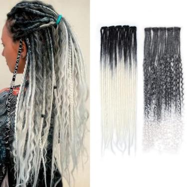 Imagem de Sangtok 10 Extensões De Dreadlock Mistas Com Clipe, Dreads Sintéticos Finos E Lisos 24" Para Mulheres Brancas, 1B-Branco