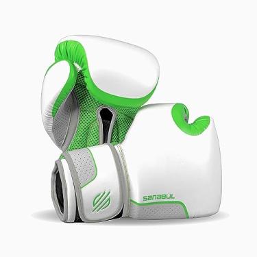 Imagem de Sanabul Luvas De Boxe Hyperstrike Para Mulheres, Kickboxing, Mma E Muay Thai, Treinamento Sparring, Saco Pancadas, Verde/Branco, 16 Oz