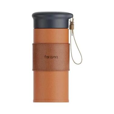 Imagem de Garrafa Térmica De Aço Inoxidável 330/450ml Com Textura De Couro Portá