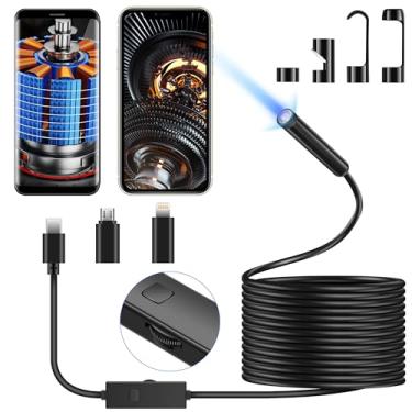Imagem de weapengsen Câmera Boroscópio De 7,9 Mm À Prova D'Água Ip67, Inspeção Hd 1920P Com 6 Luzes Led Para Android/Ios, Endoscópio Flexível Tipo Cobra Motor Carro/Encanamento/Hvac