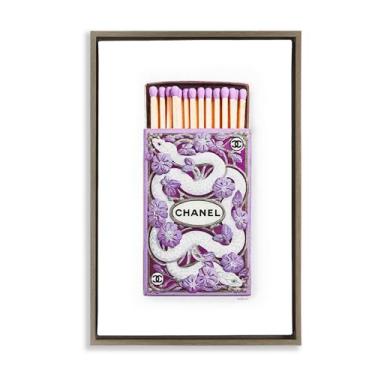 Imagem de Stupell Industries Icônico Glam Snake Matchbox Marrom Emoldurado Tela Flutuante Design de Arte de Parede por Amanda Greenwood, 21 x 31