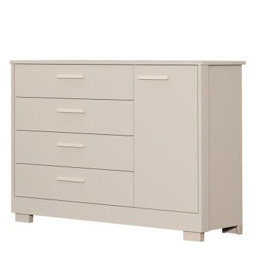 Imagem de Cômoda Infantil Zaki 4 Gavetas 1 Porta em MDF com Puxador em MDF Bege Fosco