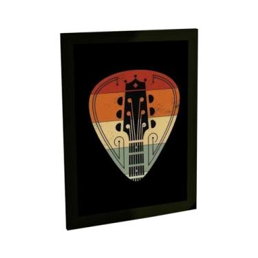 Imagem de Quadro Decorativo Guitarra Ilustração Palheta Retro Musica