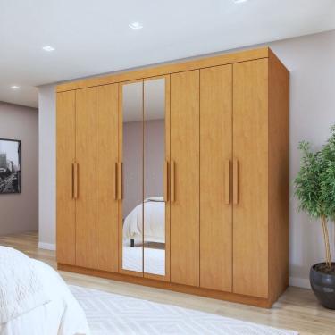 Imagem de Guarda-roupa 8 Portas 4 Gavetas 100% Mdf Andara Amêndoa Clean
