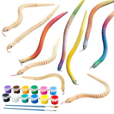 Imagem de lamxxyoo Brinquedos De Cobra Madeira Para Crianças, Cobras Madeira, Artesanato Infantil, 10 Peças Animais Com 12 Cores, Acrílico, 2 Pincéis, Artes, Répteis, Decoração Festa