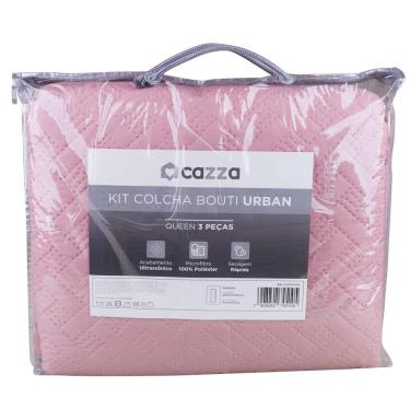 Imagem de Kit Colcha Queen Ultrassônico Cazza Urban Rosa