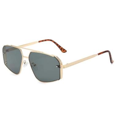 Imagem de JRLLFD Óculos de sol masculino e feminino com armação de metal, pregos de arroz, casual, retrô, moda ao ar livre, óculos esportivos, uv400 (dourado, g15)