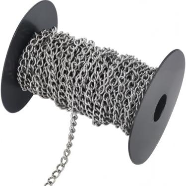 Imagem de Beebeecraft 1 rolo 10 m 304 de aço inoxidável corrente torcida prata elos de corrente torcida para fazer joias, colar, pulseira, artesanato DIY