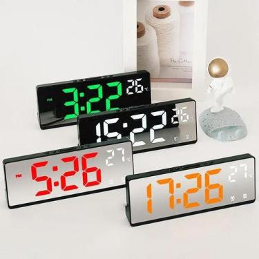 Imagem de Despertador Digital LED Controlado Por Voz Brilho Ajustável Dual 1224 