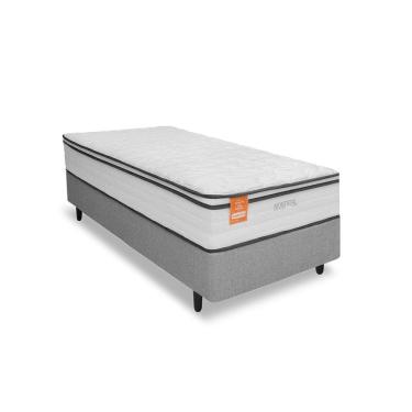 Imagem de Cama Box Solteiro Inducol Montreal e MGA Itaflex 88x188 Molas Ensacadas Europillow Revestimento Malha