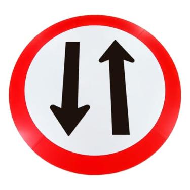 Imagem de Kit 3 Placas de Sinalização, Condomínio, Duplo sentido de Circulação, 60cm, em ACM 3mm (alumínio composto)