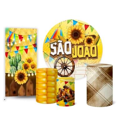 Imagem de Trio Capas Cilindro + Painel Redondo Sublimado + Lateral Festa Junina (K2FJN0039)
