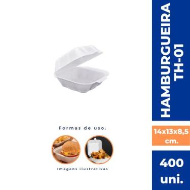 Imagem de TH01 Hamburgueira EPS 14x13x8,5cm Totalplast com 4 Pacotes de 100 Unid