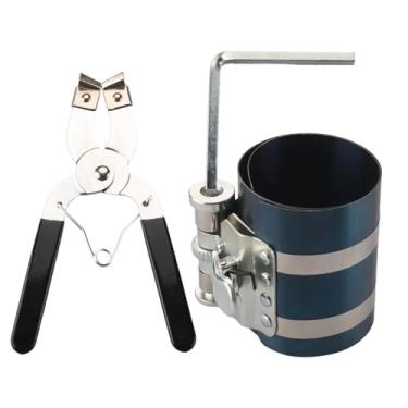Imagem de RETEPIF Ferramenta de compressor de anel de pistão de 7,6 cm Kit de remoção de anel de pistão para motor de carro com alicate de instalação de pistão