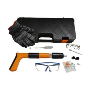 Imagem de Kit Mini Pistola de Fixação de Pregos com Maleta Completa | Finca Pino Profissional (Laranja)