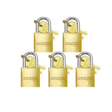 Imagem de Kit 5 Cadeados Pado 60mm Mesmo Segredos Iguais Mesma Chave