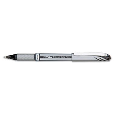 Imagem de PENTEL Caneta de gel líquido EnerGel NV, 0,7 mm, tubo cinza, tinta preta (BL27A)