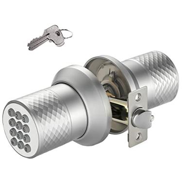 Imagem de Puxador de porta de teclado eletrônico, puxadores de porta de entrada sem chave inteligentes, código, cabo antiderrapante, trava automática de 2,5s, trava de porta impermeável, fácil de instalar para casa, escritório, apartamentos e garagem