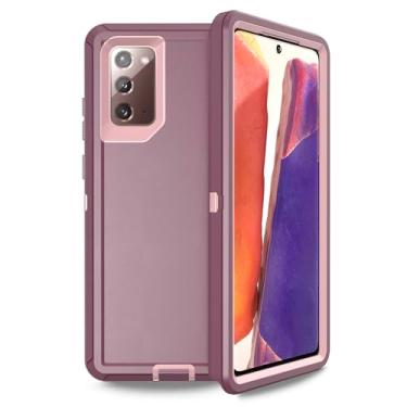 Imagem de Anloes Capa para Samsung Galaxy Note 20 5G, capa de telefone Defender resistente, à prova de choque, resistente, capa protetora 3 em 1 (sem protetor de tela embutido) (roxa)