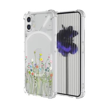 Imagem de OEURVQO For Nothing Phone One Nothing Phone 1 Capa com estampa floral transparente TPU macio à prova de choque antiarranhões Capa protetora para telefone 1 (pequenas flores silvestres)