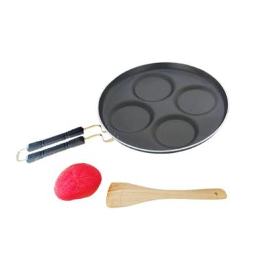 Imagem de Satre Online and Marketing Forma Uttapa de alumínio de 4 cavidades com alça rebitada, antiaderente, Uttapa Maker, Uttapam, máquina de panqueca - preta