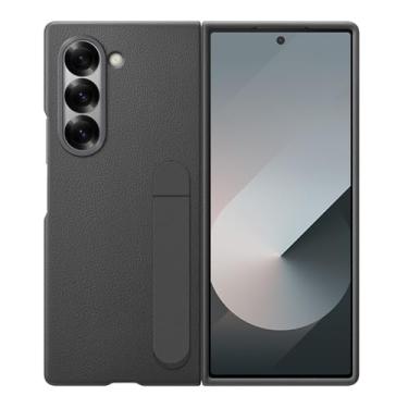 Imagem de HAO RIYLN Capa de couro para Samsung Galaxy Z Fold6, capa de proteção à prova de choque com suporte oculto textura lichia ultrafina, cinza, Z FOLD6