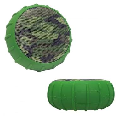 Imagem de Caixa de Som Bluetooth Portátil, 5W RMS, À Prova de Respingos IPX4, com Entrada USB e Cartão TF (Camuflado Verde)
