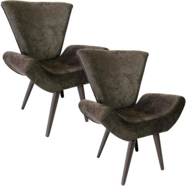 Imagem de Kit Duas Poltronas Decorativa Elegance Sued Marrom - Sua Casa Decor