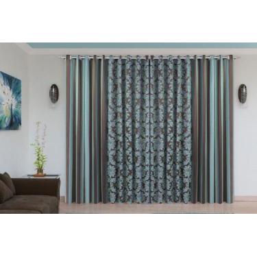 Imagem de Cortina Jacquard Blackout Verde com Marrom  5,60m X 2,30m - Sua Casa D