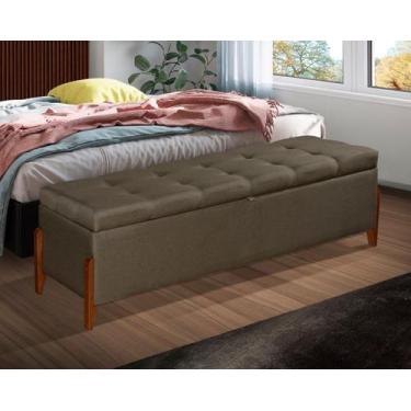 Imagem de Calçadeira Baú Recamier Sapateira Viena 195cm P/ Cama King em Linho - 