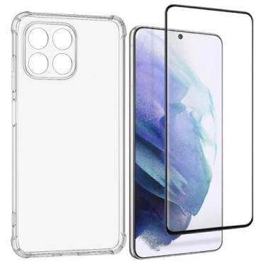 Imagem de Compátivel com Moto G86 - Capa Capinha Anti Impacto Shock + Película de Vidro 3d, silicone transparente clear com bordas reforçadas e flexível com efeito cristal