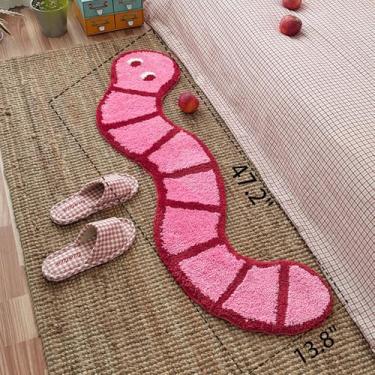 Imagem de gdmgdr Tapete de quarto de pelúcia em forma de cobra para crianças, tapete antiderrapante de berçário com design de cobra, decoração de chão durável para quarto de bebê, sala de jogos, seguro para