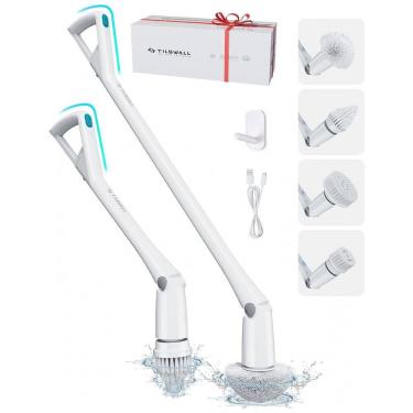 Imagem de Vassoura Elétrica Rotativa 360 sem Fio com Cabo Flexível e 4 Acessórios, Branca, 110v, TILSWALL M3, Branco