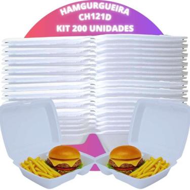 Imagem de Hamburgueira De Isopor CH121D Com Divisória Lanche Bar Lanchonete 200 