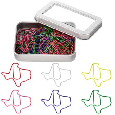Imagem de AmazingSpark 60 peças de clipes de papel em forma de Texas State coloridos bonitos clipes de papel decorativos marcador de página Texas Lembranças presente para escritório, material escolar, professor