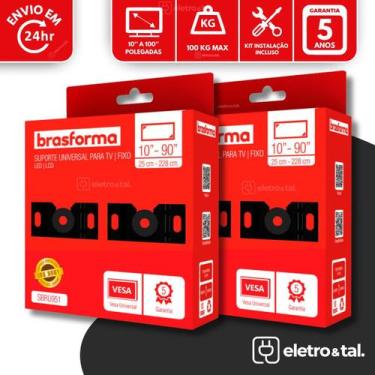 Imagem de Kit 2 Suportes Tv Universal Fixo Led Lcd Smart 4K 10 24 32 43 50 55 a 