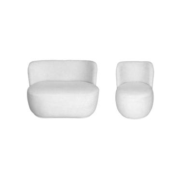 Imagem de Kit Namoradeira Mais Poltronas Sala Lounge Decorativa Bia Bouclé - Estopar