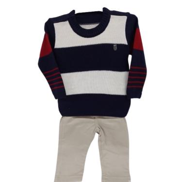 Imagem de Conjunto Bebê Menino Blusa Trico + Calça Sarja Paraiso 14644